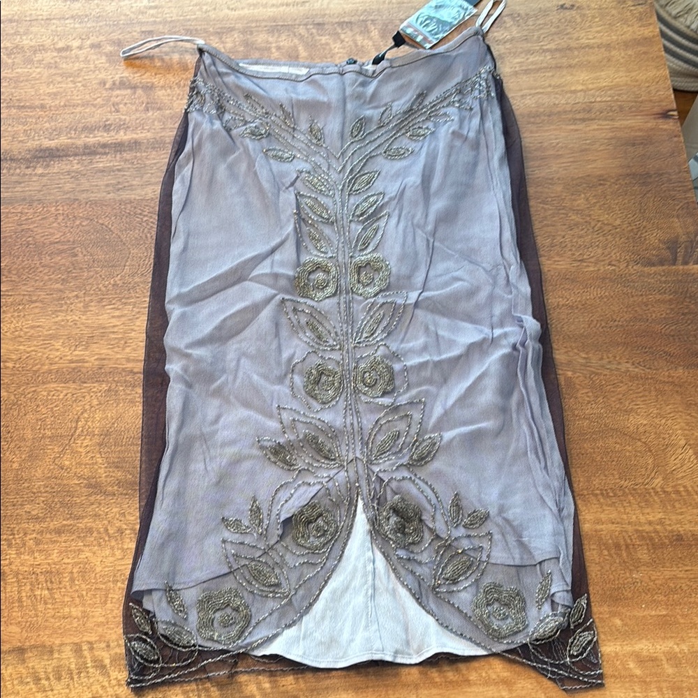 French Connection Sheer Embroidered Skirt - lavender and Black (1)